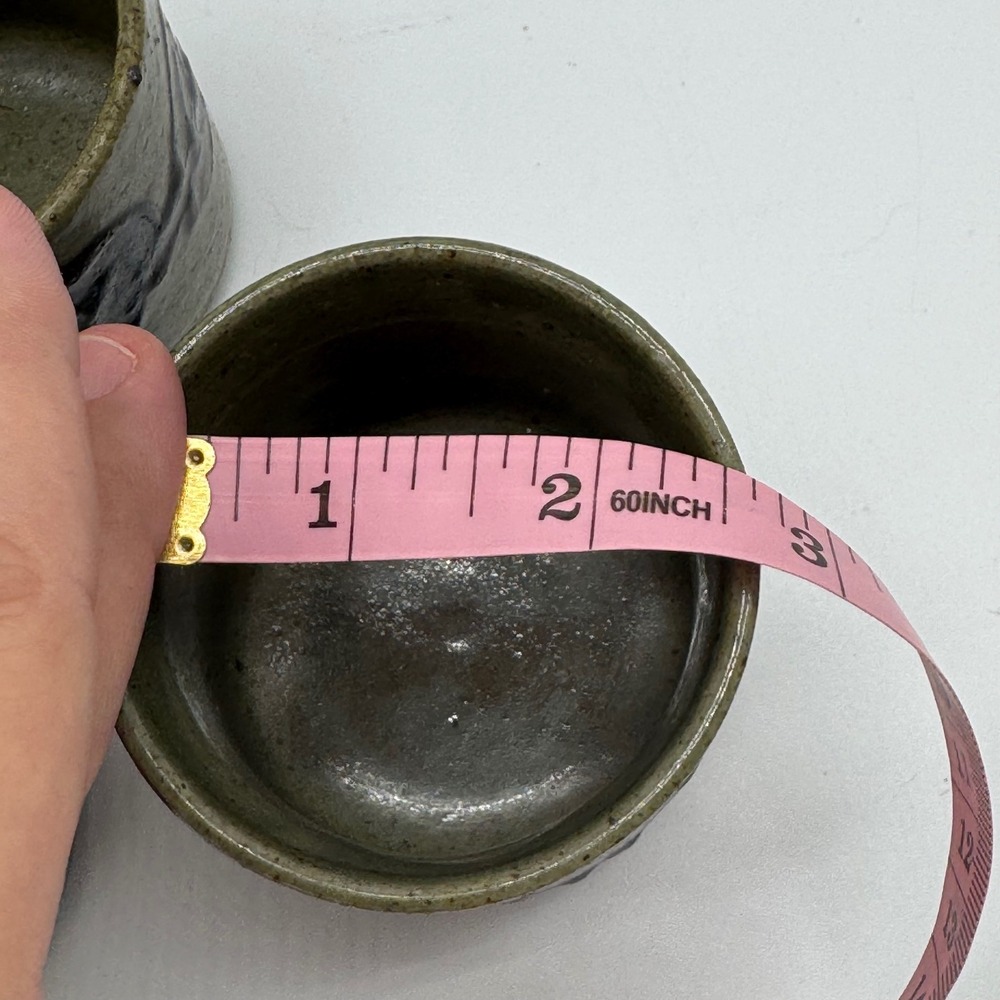 Vintage Japanese Studio Pottery Teapot 3 Cup Set Wabi Sabi Reed Cane Handle - Picture 9 of 12